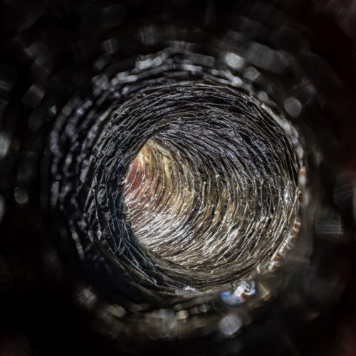 Inside view of flexible hose pipe typically found in residential use